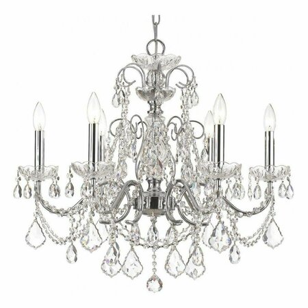 CRYSTORAMA Polished Chrome Imperial 6 Light 26in. Wide Steel Candle Style Chandelier 3226-CH-CL-SAQ
